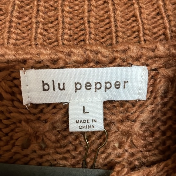 Blu Pepper size Large Multicolor Striped Super Soft Mock-neck Oversized Sweater - Picture 2 of 8